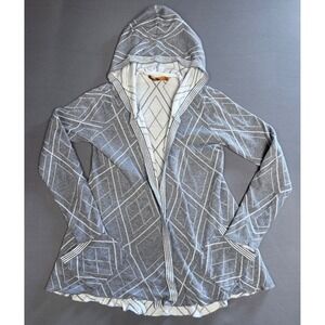 Belldini Gray Diamond Pattern Hooded Cardigan Sweater Lightweight  Casual‎ Comfy